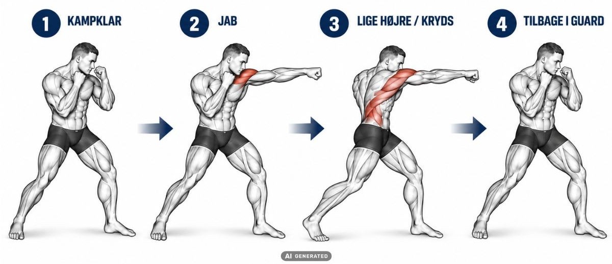 Illustration af slagkombinationen jab og lige højre