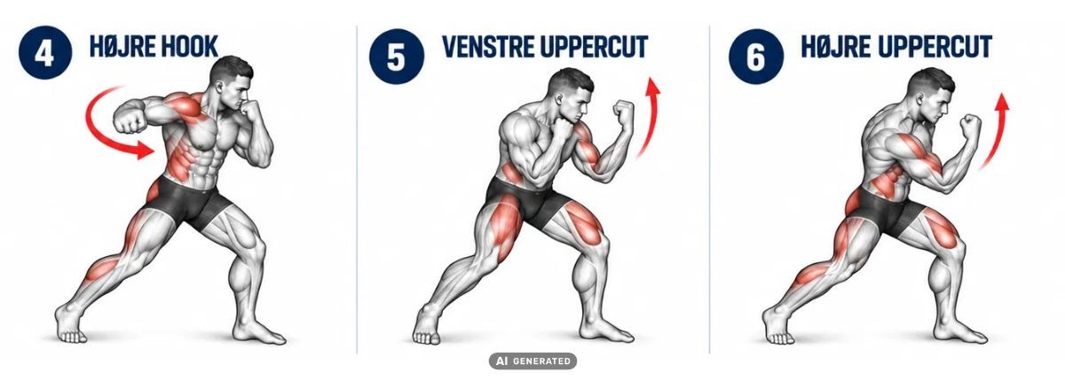 Illustration af hook og uppercut