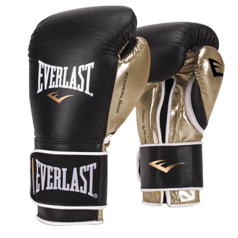 Dette er et sæt Everlast Powerlock Training Gloves i sort og guld